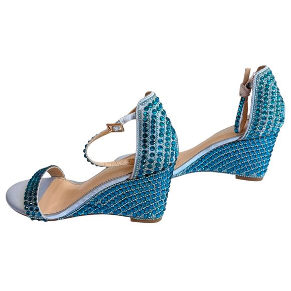 NEW Betsey Johnson SB Debie Blue Rhinestone PUMP SANDAL Womens 7 SHOES Bling NIB - Picture 6 of 14